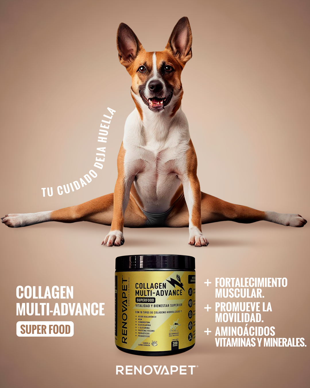 Colágeno Multi-Advance con sabor a carne ahumada.